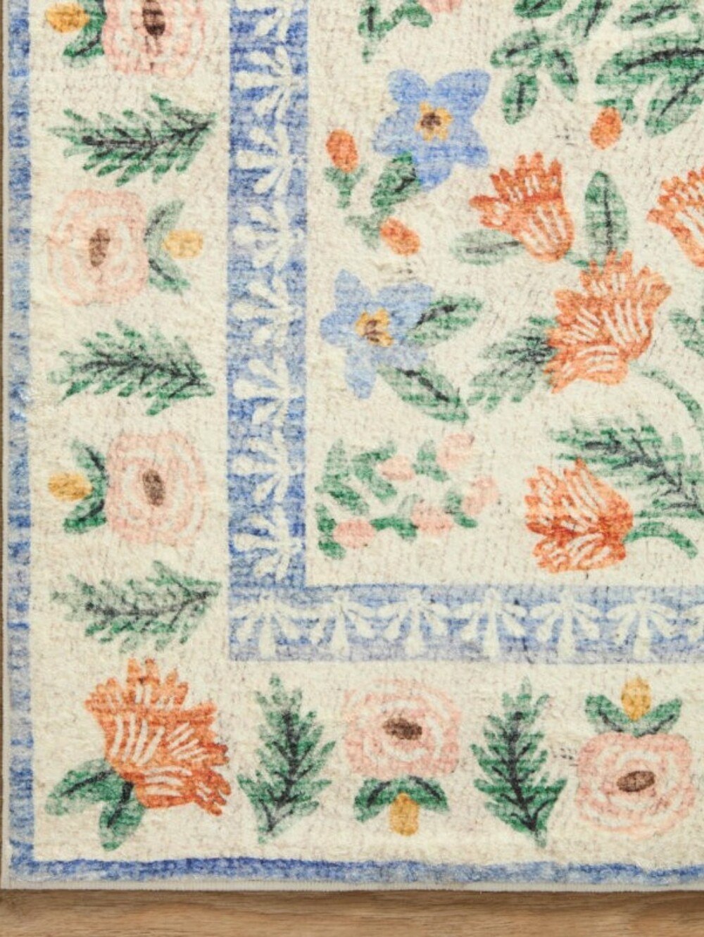 RIFLE PAPER CO. Floral Pastel Tossed Flower Runner Rug